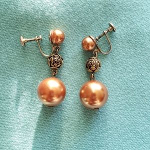 Vintage Rose Clip-On Earrings Rose Gold Color